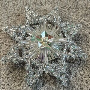 Vintage Sterling Jewel Star Tree Top Silver Tinsel Snowflake Christmas No 920